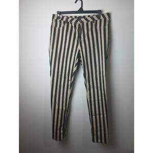 Amanda Stewart Stripped Ankle Pants Women Size 16 NWT Black Tan